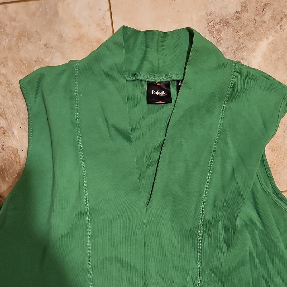 Rafaella Green Sleeveless Top Knit Xlarge - Picture 3 of 4